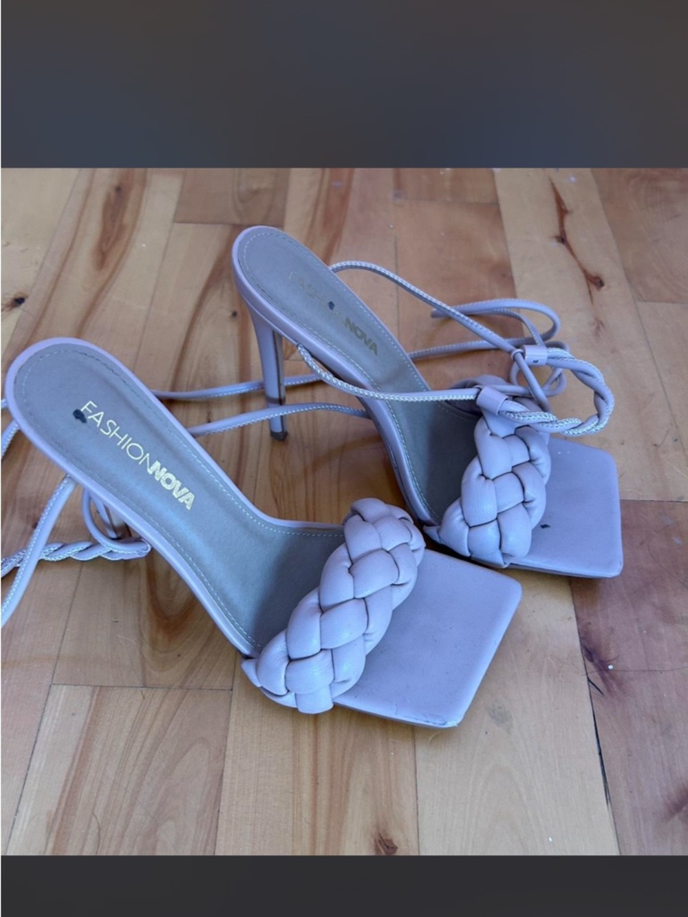 Fashion Nova Lavender Braided Strap Lace-Up Heels